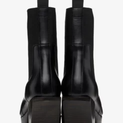 Men's High Heel Boots Black Faux Fur Square Toe Chelsea Boots -UK Winter Shoes Sales 2023 20221010144109525834