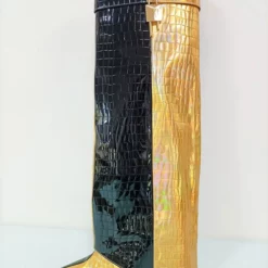 Women's Knee High Boots Pointed Toe PU Leather Wedge Heel Wide Calf Boots -UK Winter Shoes Sales 2023 202210181758521478596