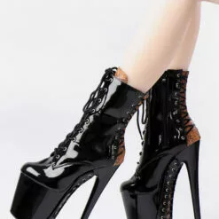 Sexy High Heel Boots Round Toe Lace Up Snake Print Stiletto Heel Rave Club Black Thigh High Boots Over The Knee Boots -UK Winter Shoes Sales 2023 202210261759186485834