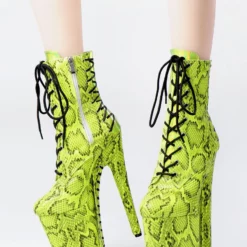 Women Sexy Boots Round Toe Lace Up Snake Print Stiletto Heel Rave Club Green Thigh High Boots Over The Knee Boots -UK Winter Shoes Sales 2023 202210261759195643415