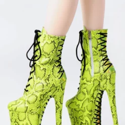 Women Sexy Boots Round Toe Lace Up Snake Print Stiletto Heel Rave Club Green Thigh High Boots Over The Knee Boots -UK Winter Shoes Sales 2023 202210261759202998644