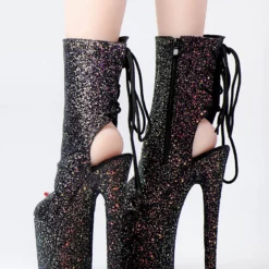 Women Sexy Boots Peep Toe Lace Up Stars Print Stiletto Heel Rave Club Black Thigh High Boots Over The Knee Boots -UK Winter Shoes Sales 2023 20221026175921371885