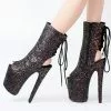 Women Sexy Boots Peep Toe Lace Up Stars Print Stiletto Heel Rave Club Black Thigh High Boots Over The Knee Boots -UK Winter Shoes Sales 2023 202210261759232265010