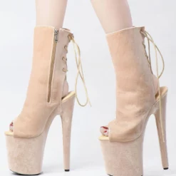 Sexy High Heel Boots Peep Toe Lace Up Stiletto Heel Rave Club Nude Thigh High Boots Over The Knee Boots -UK Winter Shoes Sales 2023 202210261759238535195