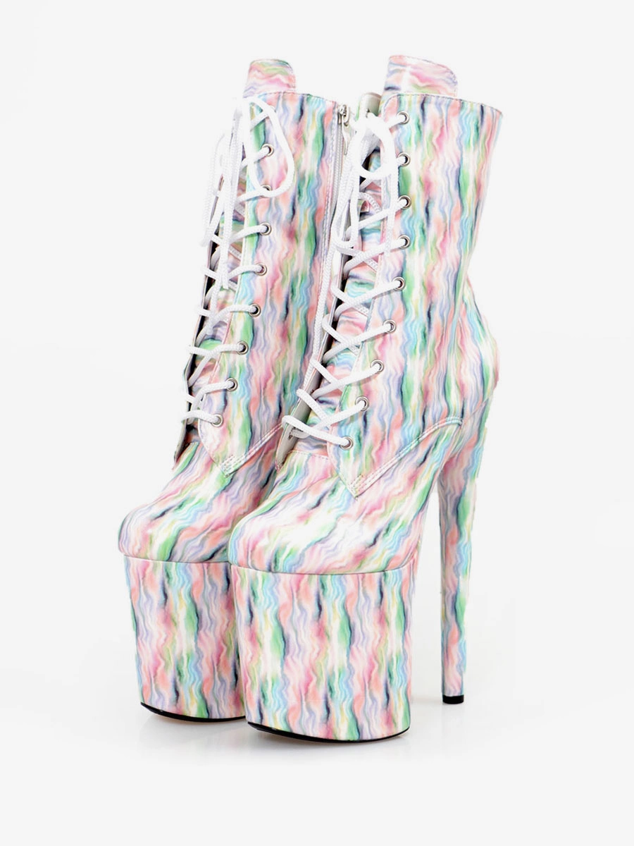 Sexy High Heel Boots Round Toe Lace Up Printed Stiletto Heel Rave Club Ombre Thigh High Boots Over The Knee Boots 3 Sexy High Heel Boots Round Toe Lace Up Printed Stiletto Heel Rave Club Ombre Thigh High Boots Over The Knee Boots