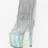Sexy High Heel Boots Peep Toe Lace Up Printed Stiletto Heel Rave Club Silver Thigh High Boots Over The Knee Boots -UK Winter Shoes Sales 2023 202210261759280989742