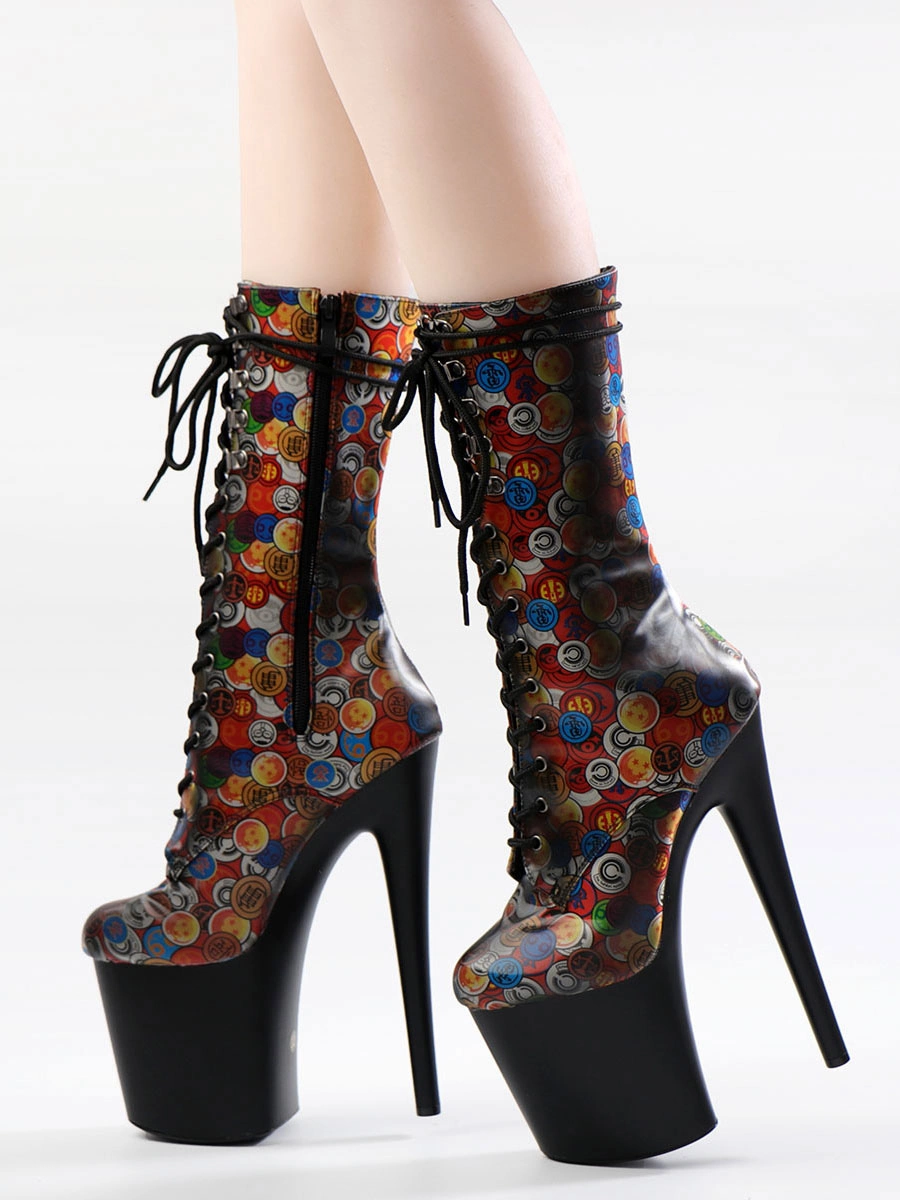 Women Sexy Boots Peep Toe Lace Up Polka Dot Stiletto Heel Rave Club Black Thigh High Boots Over The Knee Boots 7 Women Sexy Boots Peep Toe Lace Up Polka Dot Stiletto Heel Rave Club Black Thigh High Boots Over The Knee Boots - Image 5
