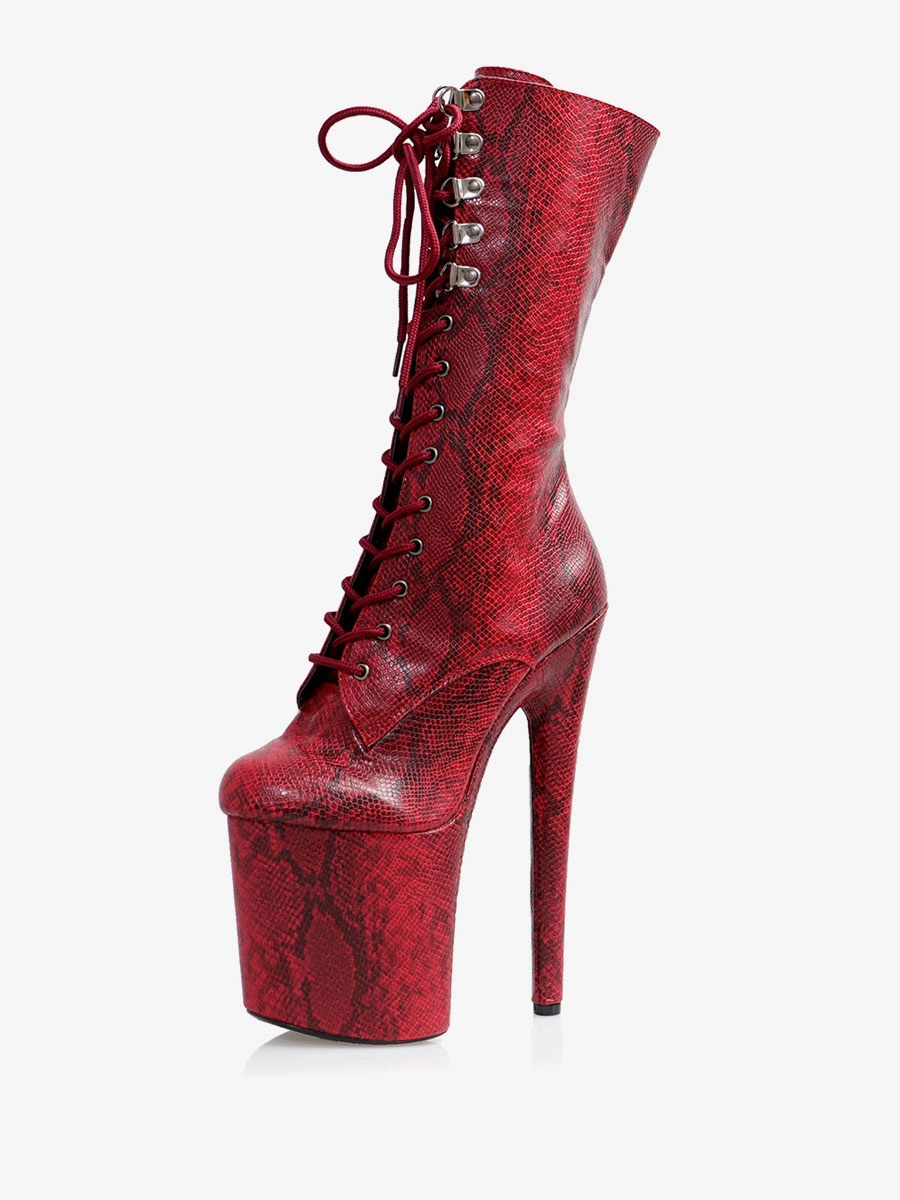 Women Sexy Boots Peep Toe Lace Up Stripes Stiletto Heel Rave Club Burgundy Thigh High Boots Over The Knee Boots 3 Women Sexy Boots Peep Toe Lace Up Stripes Stiletto Heel Rave Club Burgundy Thigh High Boots Over The Knee Boots