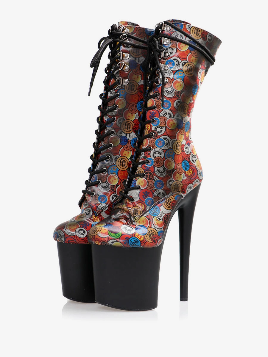 Women Sexy Boots Peep Toe Lace Up Polka Dot Stiletto Heel Rave Club Black Thigh High Boots Over The Knee Boots 3 Women Sexy Boots Peep Toe Lace Up Polka Dot Stiletto Heel Rave Club Black Thigh High Boots Over The Knee Boots