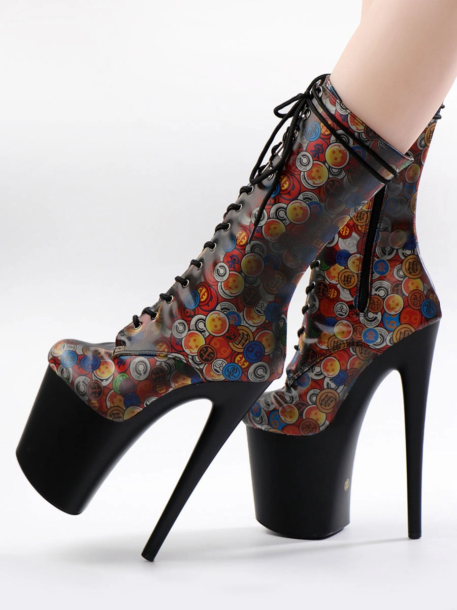 Women Sexy Boots Peep Toe Lace Up Polka Dot Stiletto Heel Rave Club Black Thigh High Boots Over The Knee Boots 5 Women Sexy Boots Peep Toe Lace Up Polka Dot Stiletto Heel Rave Club Black Thigh High Boots Over The Knee Boots - Image 3