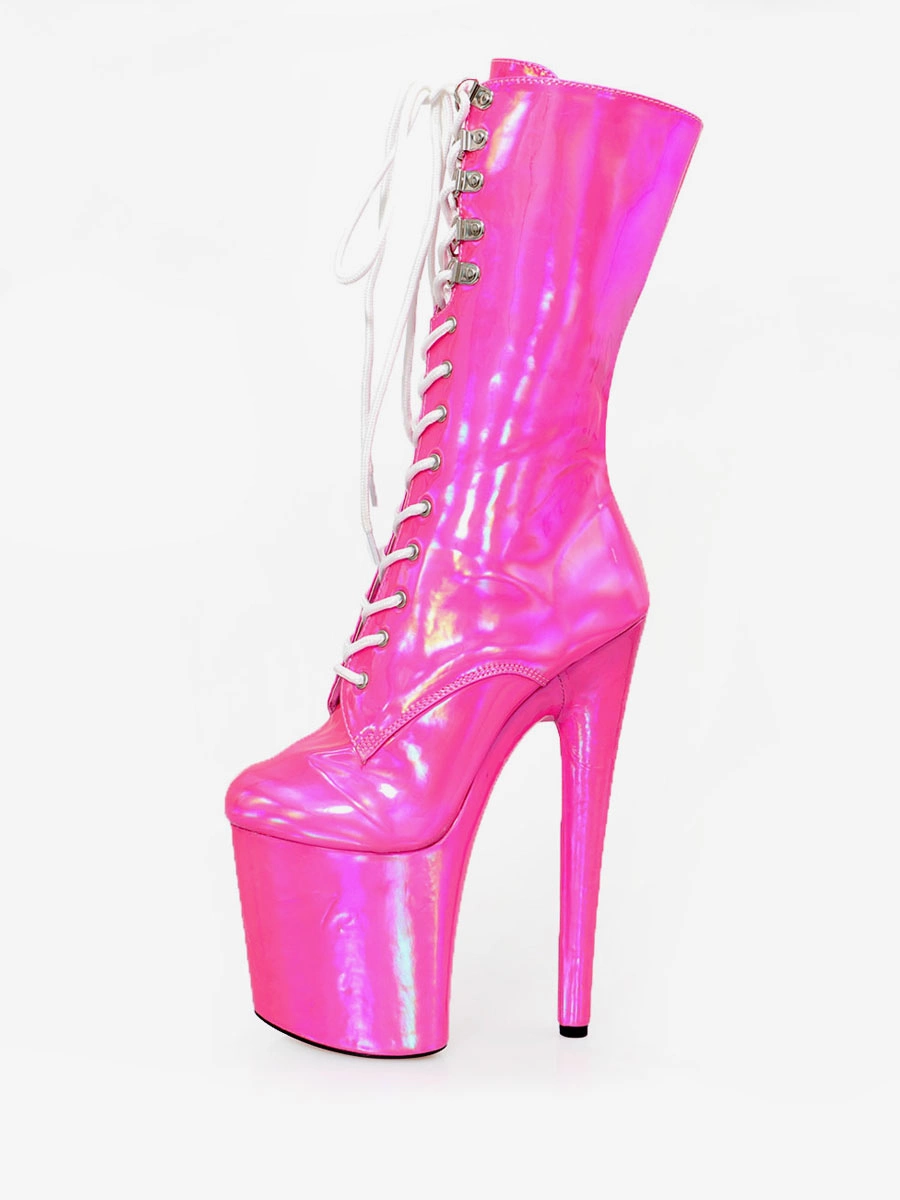 Women Sexy Boots Round Toe Lace Up Stiletto Heel Rave Club Green Thigh High Boots Over The Knee Boots 4 Women Sexy Boots Round Toe Lace Up Stiletto Heel Rave Club Green Thigh High Boots Over The Knee Boots - Image 2