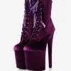 Women Sexy Boots Round Toe Lace Up Stiletto Heel Rave Club Purple Thigh High Boots Over The Knee Boots -UK Winter Shoes Sales 2023 202210261759398978612