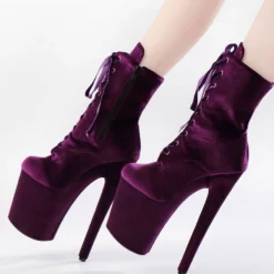 Women Sexy Boots Round Toe Lace Up Stiletto Heel Rave Club Purple Thigh High Boots Over The Knee Boots -UK Winter Shoes Sales 2023 202210261759402723921