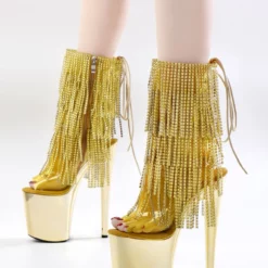 Women Sexy Boots Peep Toe Lace Up Printed Stiletto Heel Rave Club Gold Thigh High Boots Over The Knee Boots -UK Winter Shoes Sales 2023 202210261759434507035