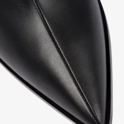 Black Knee High Boots Cowhide Pointed Toe Wedge Heel Knee Length Boots -UK Winter Shoes Sales 2023 202211111104354514784