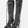 Women's Knee High Boots Rhinestones Pointed Toe Metal Detail High Heel Vintage Boots With Tassels -UK Winter Shoes Sales 2023 202211111142054536560