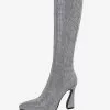 Silver Knee High Boots Women Rhinestones Pointed Toe Spool Heel Party Boots -UK Winter Shoes Sales 2023 202211111142075704495