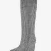 Women's Knee High Boots Rhinestones Pointed Toe Wedge Heel Party Boots -UK Winter Shoes Sales 2023 202211111142134214708