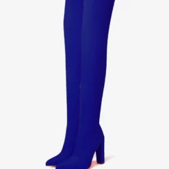 Women's Thigh High Boots Pointed Heel Block Heel Elastic Over The Knee Boots -UK Winter Shoes Sales 2023 202211111142223942831