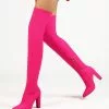 Women's Thigh High Boots Pointed Heel Block Heel Elastic Over The Knee Boots -UK Winter Shoes Sales 2023 202211111142226762749