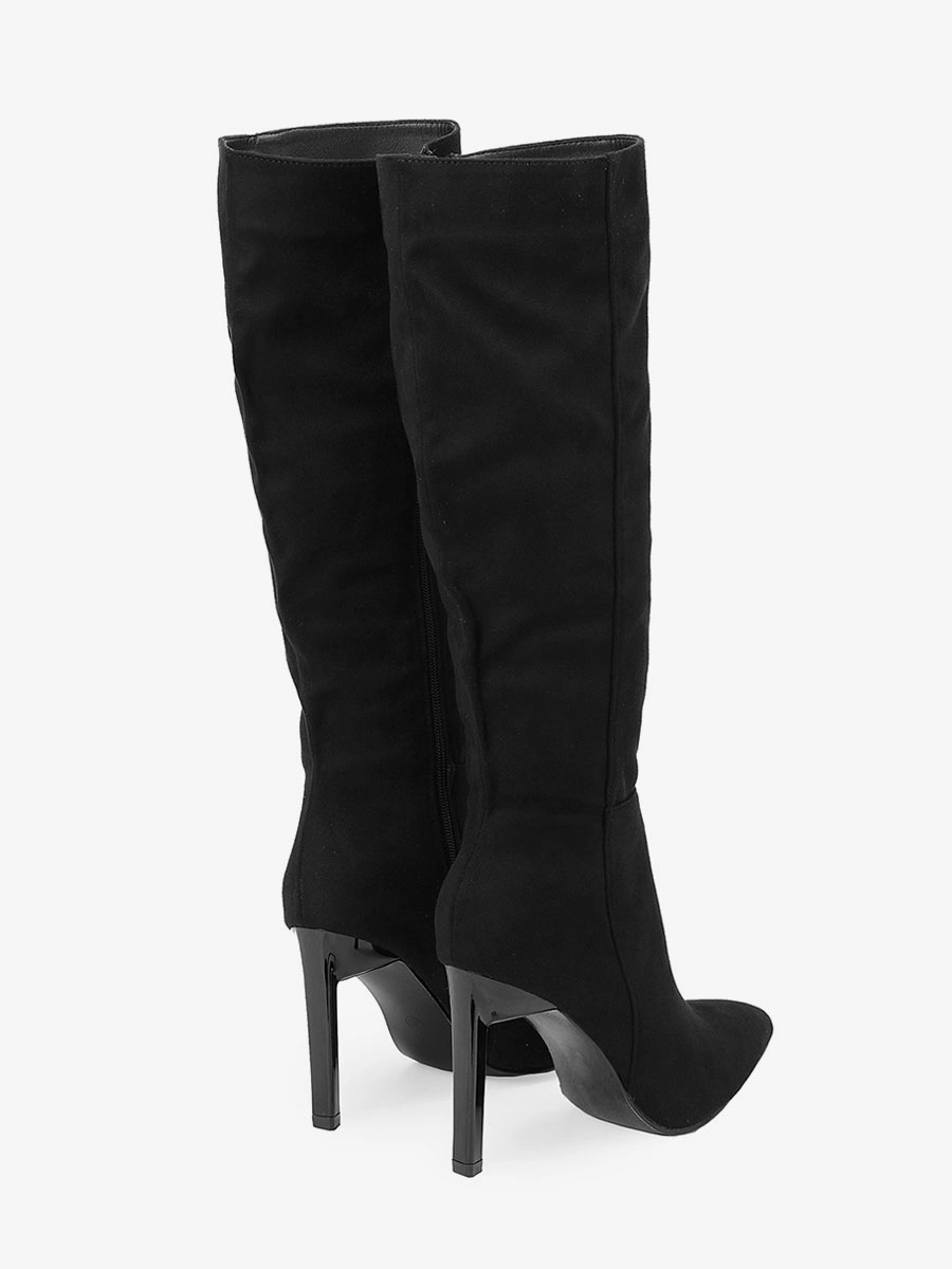 Black Knee High Boots Women Pointed Toe Stiletto Heel Knee Length Boots 8 Black Knee High Boots Women Pointed Toe Stiletto Heel Knee Length Boots - Image 6