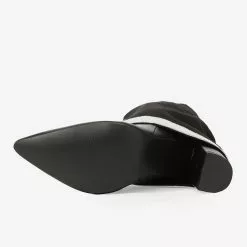 Women's Knee High Boots Black Suede Pointed Toe Chunky Heel Knee Length Boots -UK Winter Shoes Sales 2023 202211181707468901264