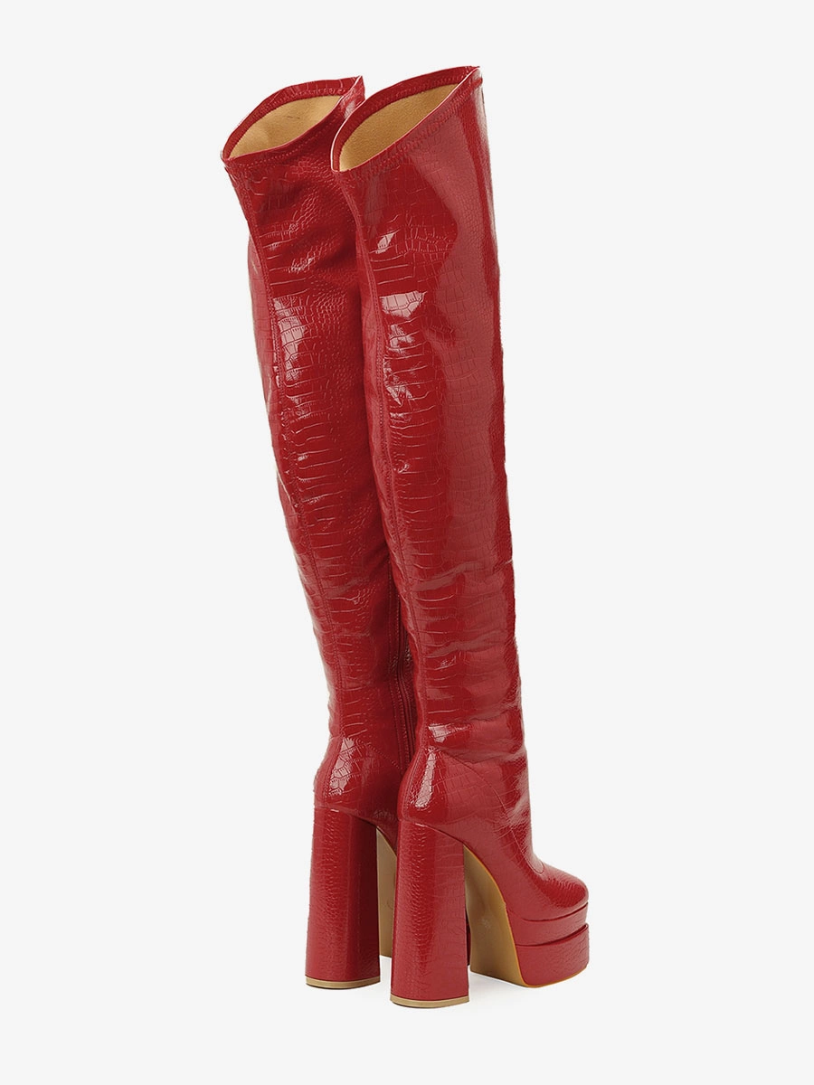 Black Over The Knee Boots Women Platform Chunky Heel Thigh High Boots 11 Black Over The Knee Boots Women Platform Chunky Heel Thigh High Boots - Image 9