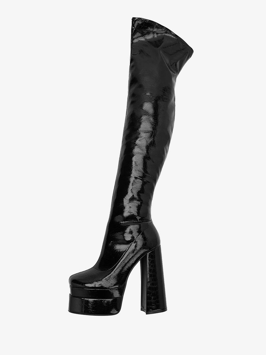 Black Over The Knee Boots Women Platform Chunky Heel Thigh High Boots 3 Black Over The Knee Boots Women Platform Chunky Heel Thigh High Boots