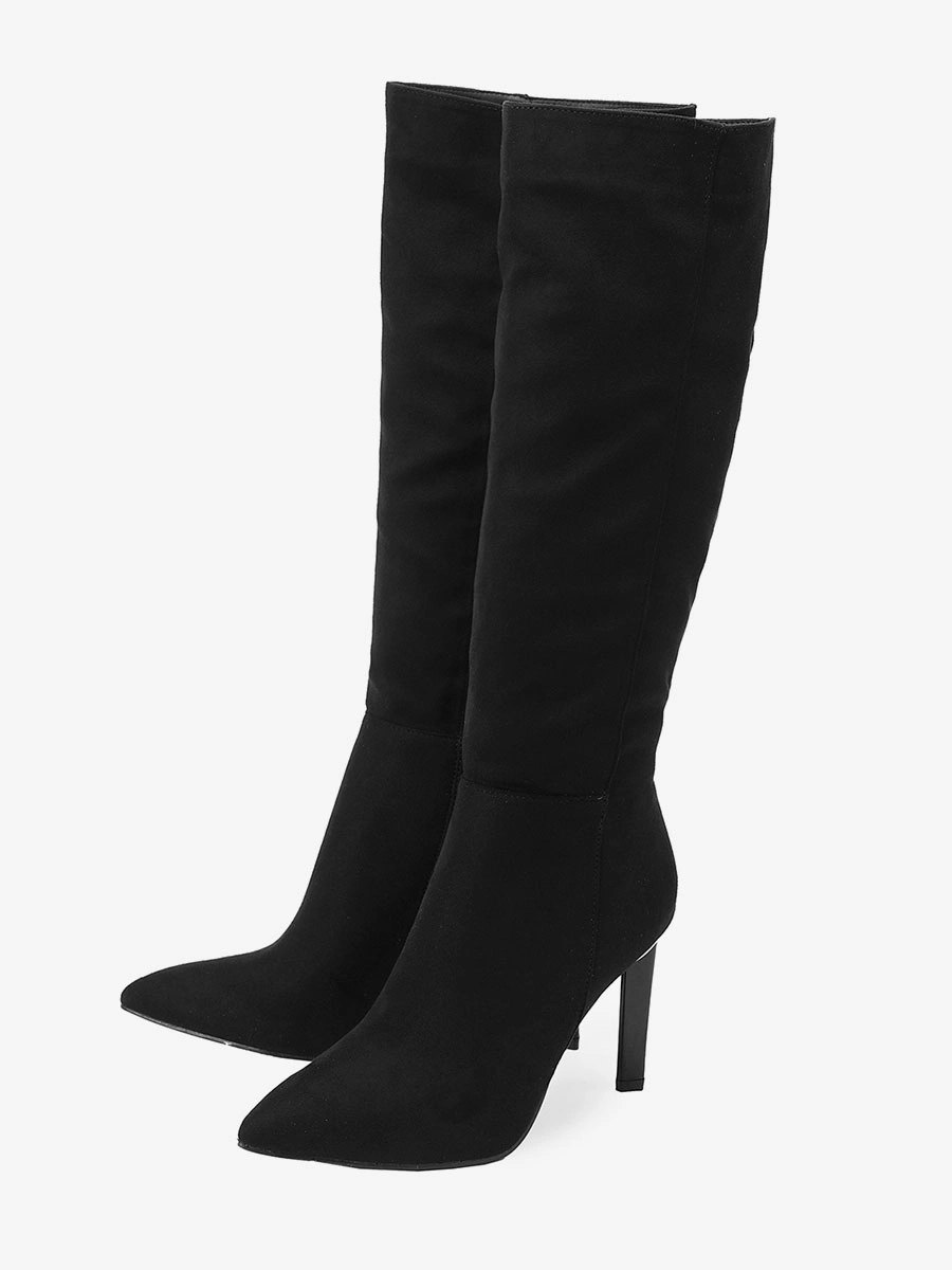 Black Knee High Boots Women Pointed Toe Stiletto Heel Knee Length Boots 7 Black Knee High Boots Women Pointed Toe Stiletto Heel Knee Length Boots - Image 5