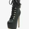Sexy High Heel Boots Black Almond Toe Buckle Lace Up Stiletto Heel Rave Club Boots -UK Winter Shoes Sales 2023 202211181707596308618