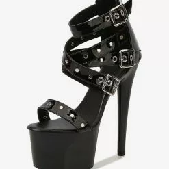 Sexy Pleaser Boots Black Platform Strappy High Heel Pole Dance Shoes -UK Winter Shoes Sales 2023 202212071831100212111