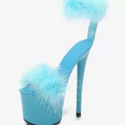 Black Pleaser Boots Sexy High Heel Platfrom Faux Feather Detail Pole Dance Shoes -UK Winter Shoes Sales 2023 202212071831361007905