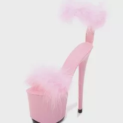 Black Pleaser Boots Sexy High Heel Platfrom Faux Feather Detail Pole Dance Shoes -UK Winter Shoes Sales 2023 202212071831367009388