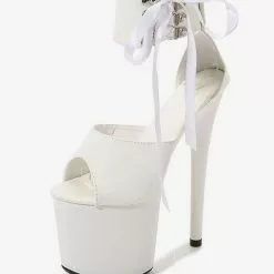 Sexy Pole Dance Shoes High Heel Platform Lace Up Pleaser Boots