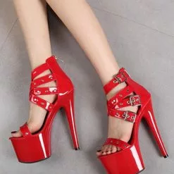 Sexy Pleaser Boots Black Platform Strappy High Heel Pole Dance Shoes -UK Winter Shoes Sales 2023 20221207183152294824