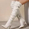 Women's PU Leather Stiletto Heel Knee-High Boots -UK Winter Shoes Sales 2023 202212081626103003842