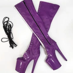 Sexy High Heel Boots Round Toe Lace Up Zipper Stiletto Heel Rave Club Pole Dance Shoes -UK Winter Shoes Sales 2023 202301161655361891914