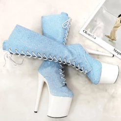 Sexy High Heel Boots Round Toe Lace Up Zipper Stiletto Heel Platform Pole Dance Shoes -UK Winter Shoes Sales 2023 202301171033329664678