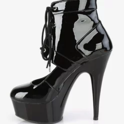 Sexy High Heel Boots Round Toe Lace Up Buckle Stripes Stiletto Heel Rave Club Pole Dance Shoes -UK Winter Shoes Sales 2023 202301171033369717308