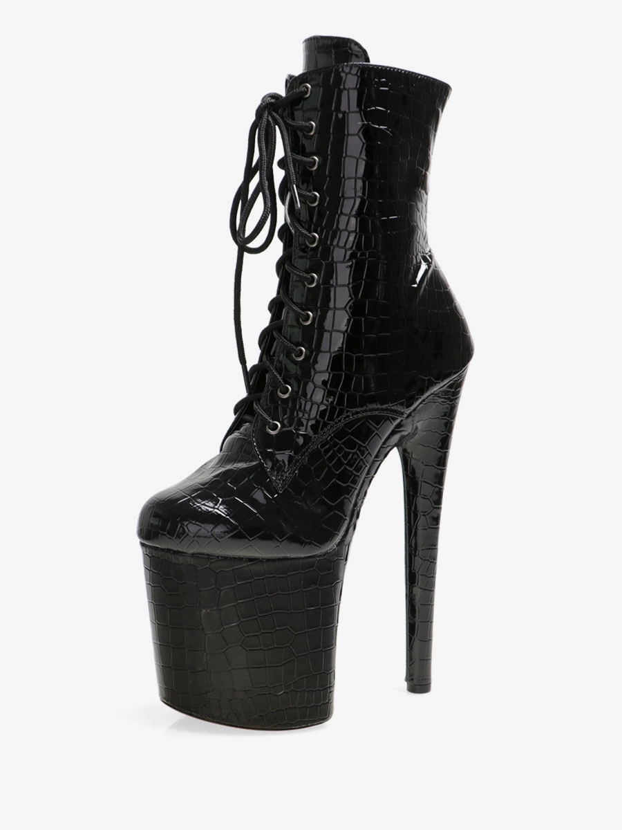 Sexy High Heel Boots Round Toe Lace Up Buckle Artwork Stiletto Heel Ball Thigh High Boots Black Over The Knee Boots 3 Sexy High Heel Boots Round Toe Lace Up Buckle Artwork Stiletto Heel Ball Thigh High Boots Black Over The Knee Boots