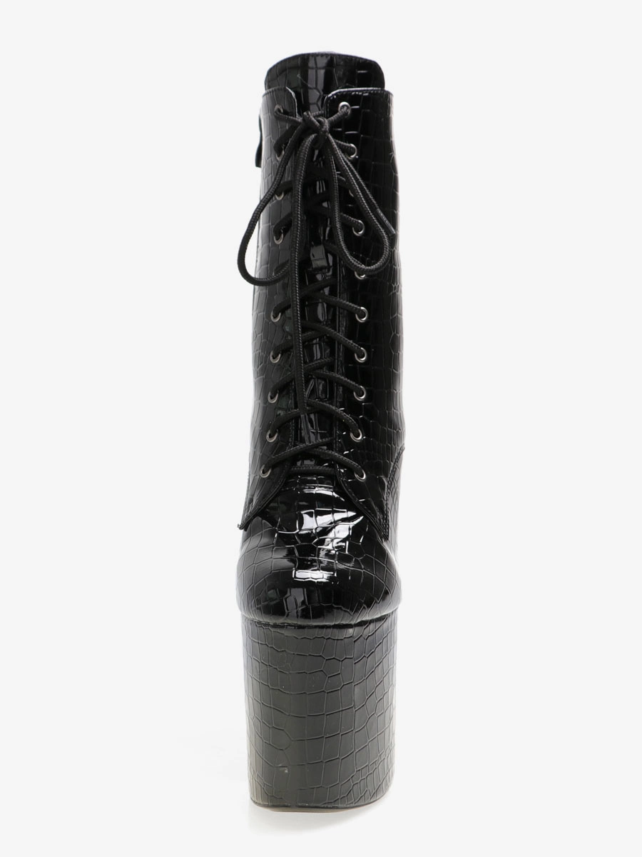 Sexy High Heel Boots Round Toe Lace Up Buckle Artwork Stiletto Heel Ball Thigh High Boots Black Over The Knee Boots 4 Sexy High Heel Boots Round Toe Lace Up Buckle Artwork Stiletto Heel Ball Thigh High Boots Black Over The Knee Boots - Image 2