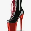Black Sexy High Heel Boots Round Toe Platform Lace Up Sky High Plus Size Pole Dance Shoes -UK Winter Shoes Sales 2023 202303162057223443049