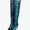 Sequin Over The Knee Boots Women Peep Toe Stiletto Heel Thigh High Boots -UK Winter Shoes Sales 2023 202304160105428286981