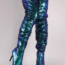 Sequin Over The Knee Boots Women Peep Toe Stiletto Heel Thigh High Boots -UK Winter Shoes Sales 2023 202304160105431595927