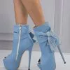 Sexy High Heel Boots Open Toe Bows Stiletto Heel Street Wear Light Sky Blue Thigh High Boots Over The Knee Boots -UK Winter Shoes Sales 2023 202304161103597281741