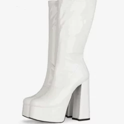 Women's Platform Chunky Heel Mid Calf Boots Patent Bright Leather High Heel Boots -UK Winter Shoes Sales 2023 2461d482 73cf 4671 b570 ea4814932453