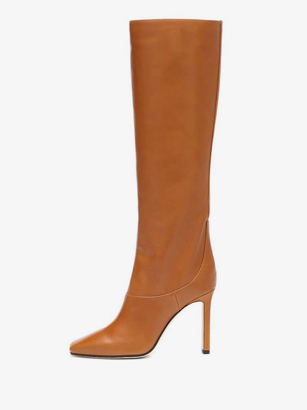 Women's Wide Calf Boots Burgundy Pointed Toe Chunky Heel Knee High Boots 6 Women's Wide Calf Boots Burgundy Pointed Toe Chunky Heel Knee High Boots - Image 4