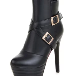 Black Ankle Boots High Heel Platform Booties Women's Buckle Zipper Stiletto Short Boots -UK Winter Shoes Sales 2023 31aae882 4873 47ad b44d 22e2935aa086