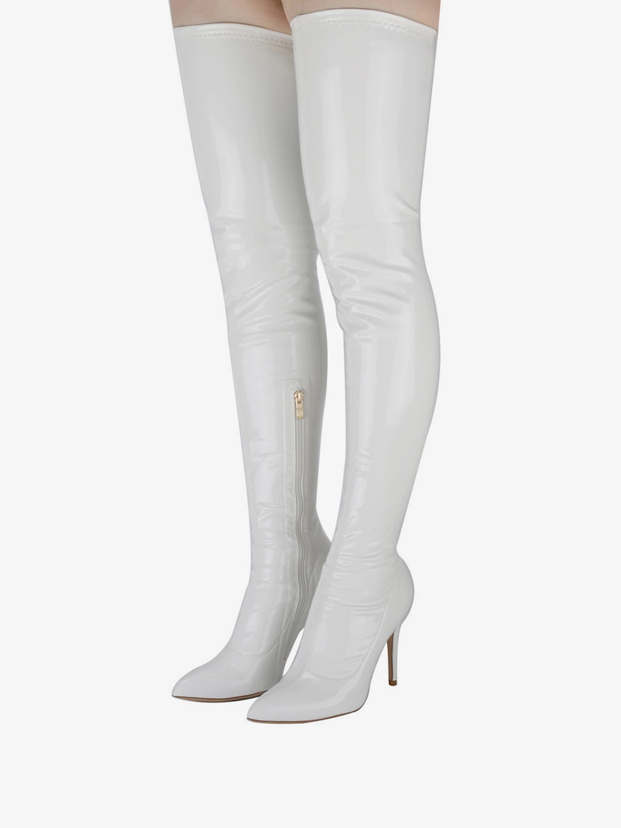 Women's Stiletto Heel Thigh High Boots In Patent Bright Leather 7 Women's Stiletto Heel Thigh High Boots In Patent Bright Leather - Image 5