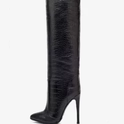 Women's Wide Calf Boots PU Leather Stiletto Heel Knee High Boots